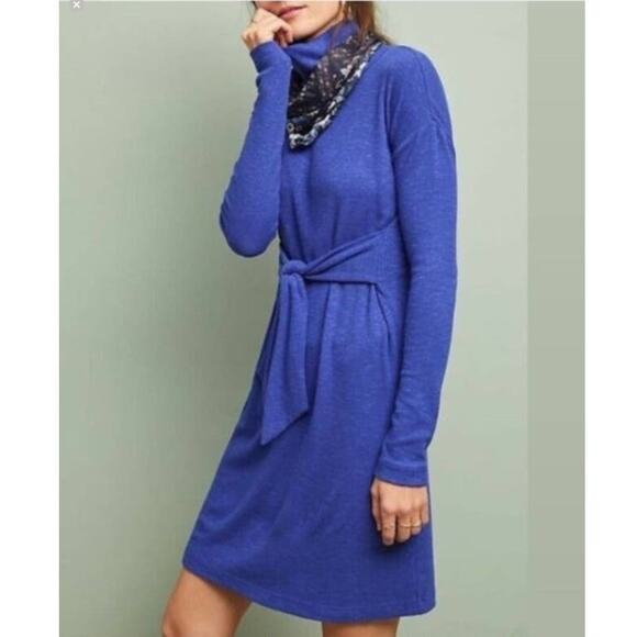 Anthropologie Dresses & Skirts - Anthropologie Olivia Turtleneck Dress In Sapphire Size Small Sweater Dress